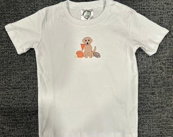 Camiseta bordada para niños Game Day / Colores de equipo de fútbol personalizados / Traje para niño y niña / Diseño de perro / Camiseta universitaria personalizada / Tennessee