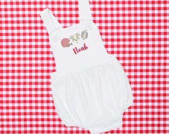 Traje de sol bordado de Georgia Bulldog para bebé - Traje de sol burbuja - Traje de fútbol para niños para el día del partido / Personalizado
