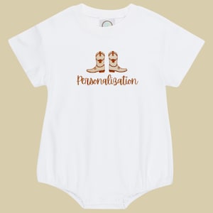 Longhorn Cowboy Boots Embroidered Baby T-Shirt Bubble Romper | Cute Kids Outfit Tee | Personalized