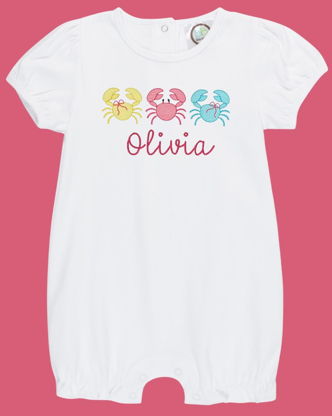 Summer Girls Crab Trio Sun Bubble Suit | Personalized Name | Pink