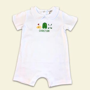 Golf 1st Birthday Short Sleeve | Boys Sun Bubble Suit | Personalized | Peter Pan Romper | Jumper | Embroidered Bday | Hole in One