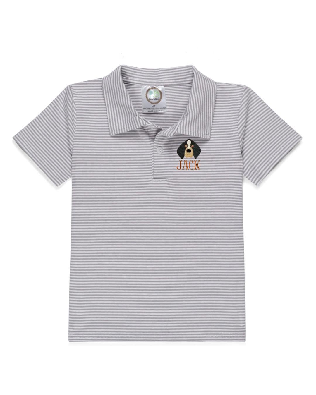 Tennessee Embroidered Boy's Short Sleeved Polo Style Collared Shirt - Striped Game Day Outfit Personalized