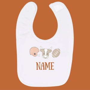 Longhorn Embroidered Baby Bib Texas Infant Toddler Feeding Accessory Gift Bevo | Personalized