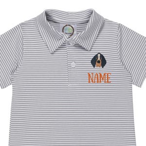 Tennessee Game Day Polo Romper - Hundbroderad Pojk Kortärmad Pojkpolo med Krage - Randig | Småbarns- & Babykläder | Personlig bild 3