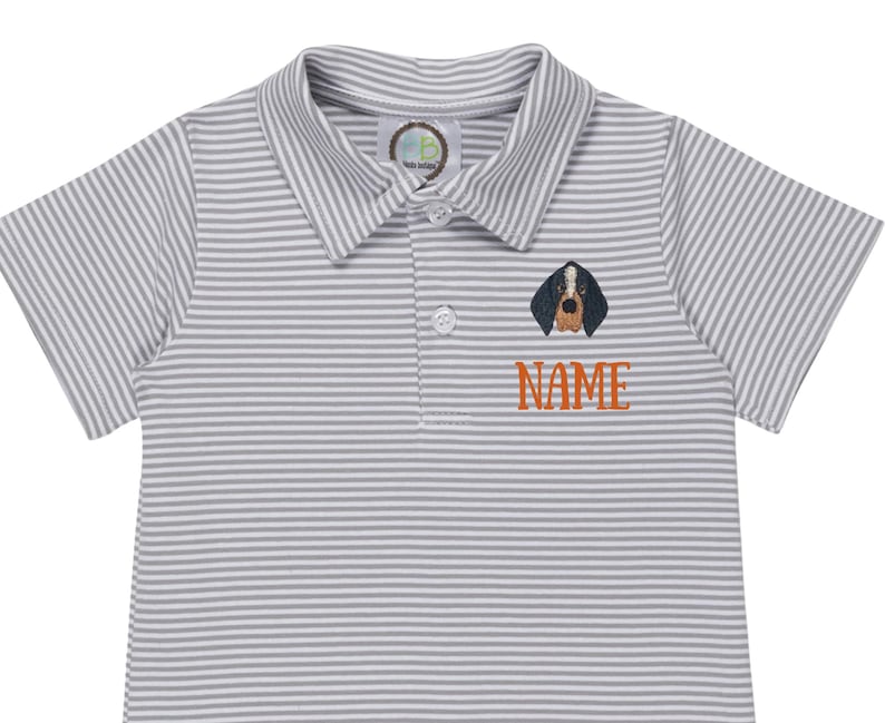 Tennessee Game Day Polo Romper - Hundbroderad Pojk Kortärmad Pojkpolo med Krage - Randig | Småbarns- & Babykläder | Personlig bild 3