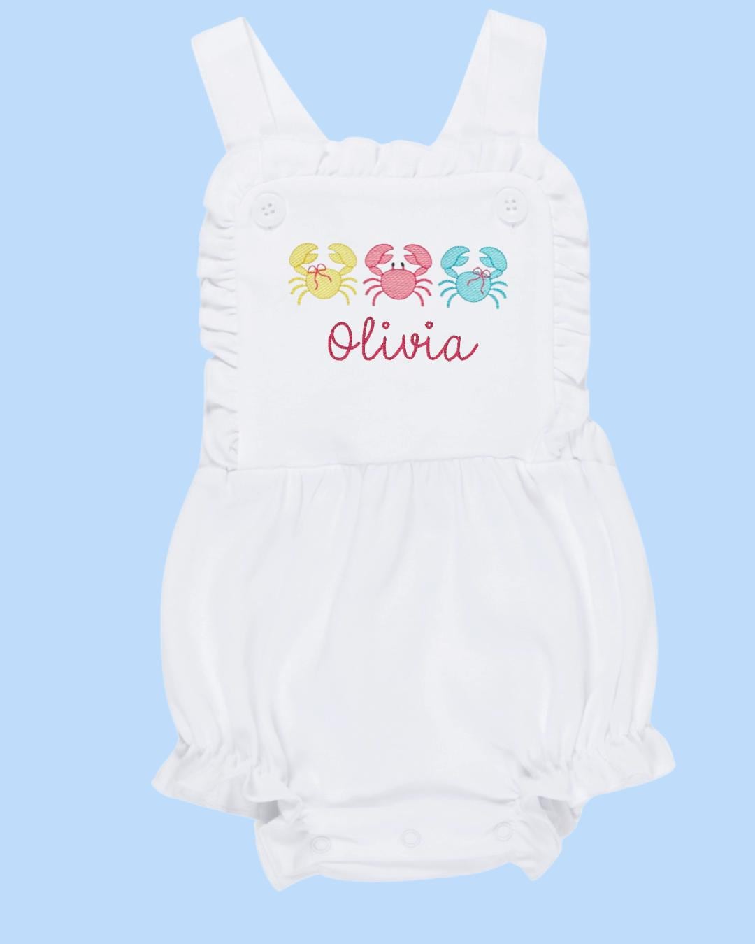 Summer Girls Crab Trio Sun Bubble Suit | Personalized Name | Pink