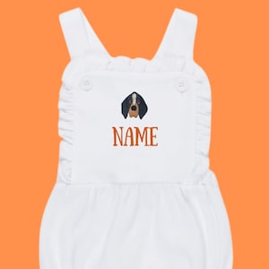 Smokey Embroidered Baby Sunsuit - Tennessee Sun Bubble Suit- Cute Dog Outfit for Girls | Personalized