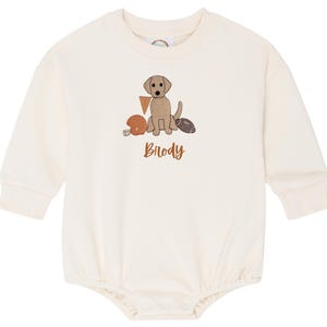 Dog Embroidered Baby Bubble Sweatshirt Romper & Toddler Crewneck | Cute Texas Outfit | Go Team | Game Day | Personalization