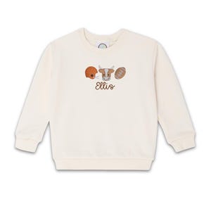 Longhorn Embroidered Baby Bubble Sweatshirt Romper & Toddler Crewneck | Texas Onesie Sweater - Game Day