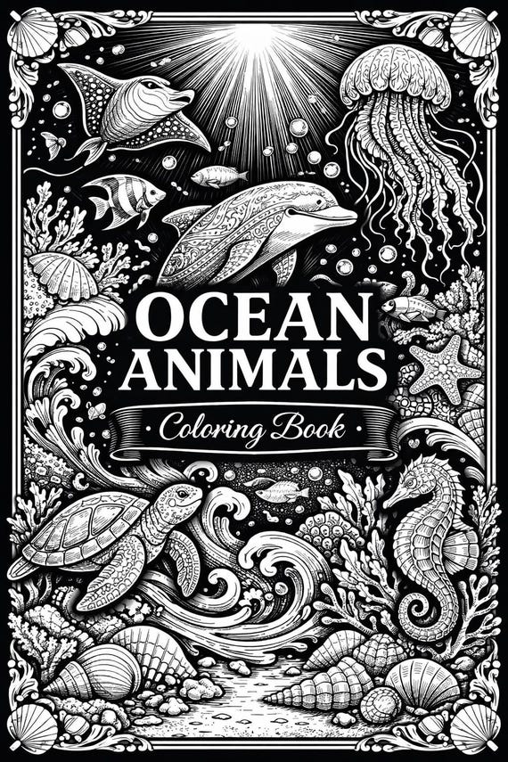 Ocean Animals Coloring Book for Kids | Sea Life Coloring Pages | Printable PDF | Marine Animals | Instant Download