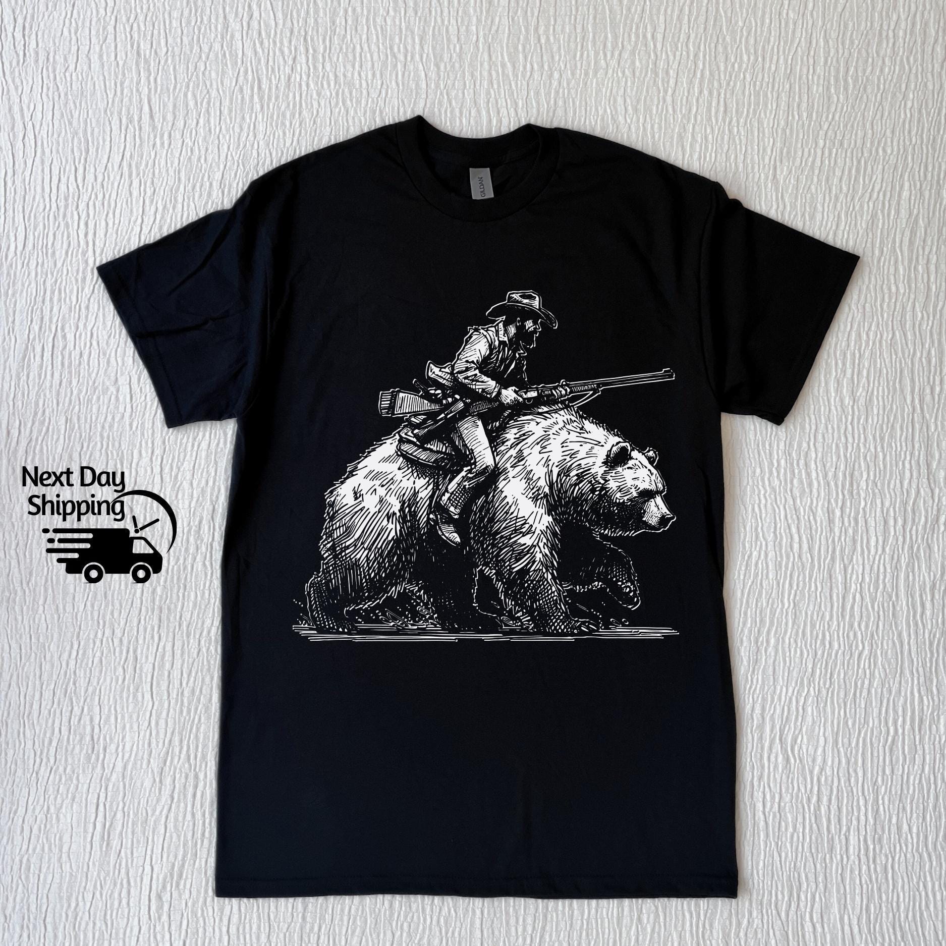 Retro Lumberjack Cowboy Riding A Bear 90s Shirt, Vintage
