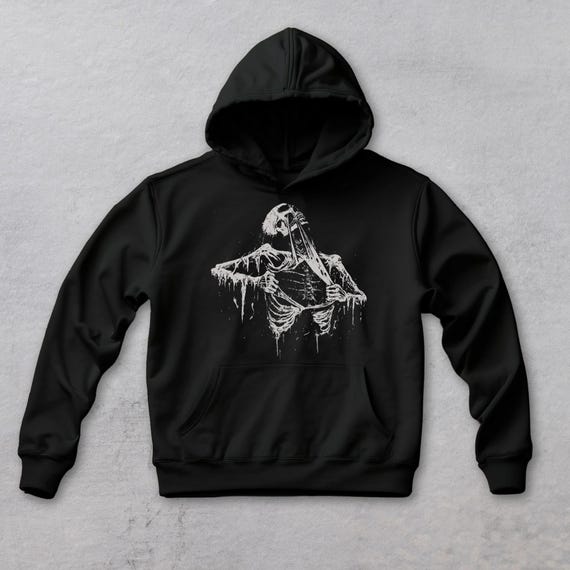 Retro Skeleton Ripping Rip Cage 90s Hoodie, Retro Skeleton Hooded Sweatshirt, Vintage Washed Y2k Skull Hoodie, Halloween Teenage Hoodie