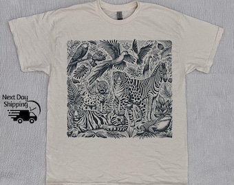 Retro 90s Rainforest Shirt, Vintage Wildlife Oversized Washed T-Shirt, Wildlife Lovers Gift Tee, Young Men Gift Tee