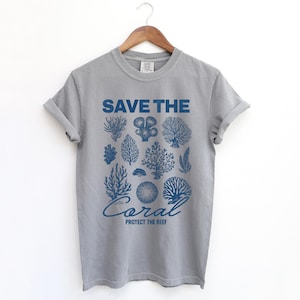 Retro Save The Coral Protect The Reef Shirt, Vintage Washed Ocean Life Shirt, Washed Shirt, Vintage Sea Lovers Shirt, Young Men Gift Tee