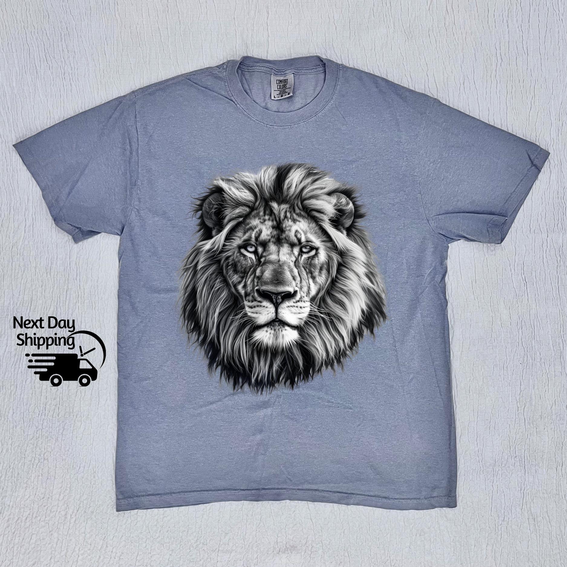 Retro Hand Drawn Lion Graphic Shirt, Vintage Lion T-Shirt, Retro Washed Distressed Tee, Cool Teenager Gift