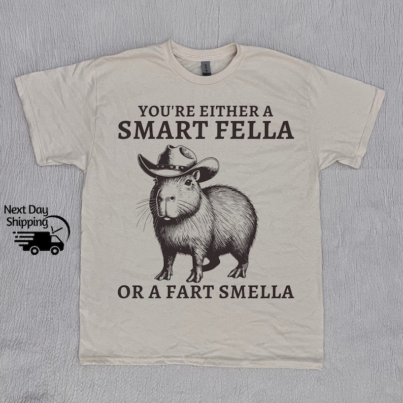 Retro Smart Fella Capybara 90s Shirt, Funny Capybara Vintage T-shirt, Vintage 90s Shirt, Washed Shirt, Vintage Distressed Shirt, Funny Gift image 1