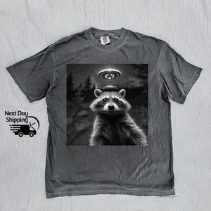Raccoon Selfie With UFO Vintage 90s Shirt,Retro  Raccoon With UFO T-shirt, Vintage 90s Shirt, Washed Shirt, Distressed Shirt, Funny Gift