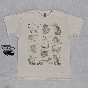 Vintage Magical Cats 90s Graphic Shirt, Vintage Kitten Breeds T-shirt, Vintage Washed Shirt, Retro Distressed Shirt, Cute Women Gift