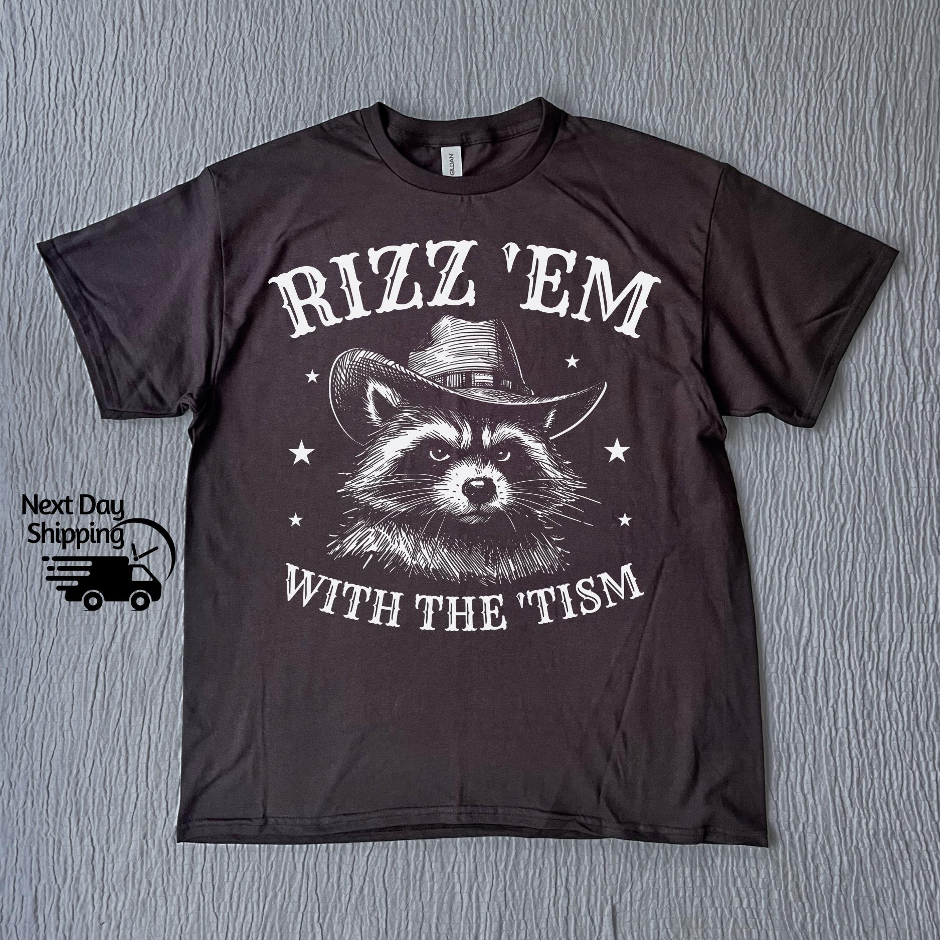 Retro Funny Raccoon Rizz'em With The Tism 90s Shirt, Vintage Funny Raccoon T-shirt, Vintage Washed Shirt, Funny Teenager Gift