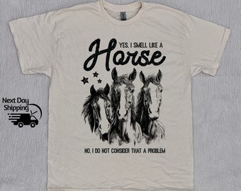 Retro Funny I Smell Like A Horse Shirt, Funny Horse T-Shirt, Vintage 90s Shirt, Washed Shirt, Retro Distressed Shirt, Funny Teenage Boy Gift