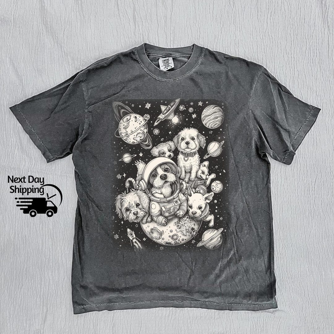 Retro Cool Dogs in Space 90s Graphic Shirt, Vintage Dog Lovers T-shirt ...