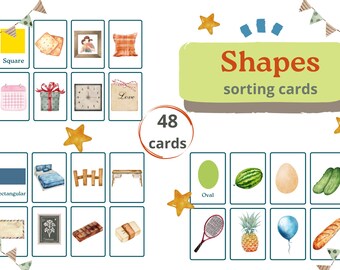 SHAPES sorting cards || Preschool sorting cards || Toddler's sorting cards || Preschool printables || Flash cards shapes