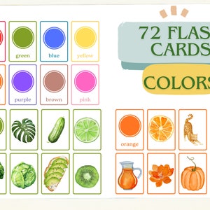 Colors Flashcards and Match the color game (9 sheets - 72 cards in total). Sorting colors cards.