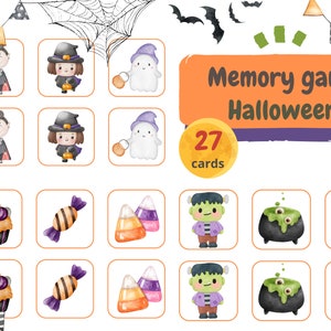 Jeu de mémoire d'HALLOWEEN || Cartes flash imprimables || Cartes flash Halloween
