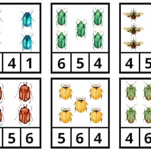 BUGS Count and Clip Cards || Counting 1 to 10|| 48 Cards || Activity ...