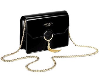 JIMMY CHOO Parfums Crossbody Patent Sm bag Chain gold pouch clutch Evening Bag