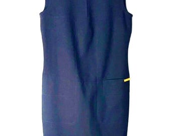 Tory Burch Women's Navy Wool Blend Sleeveless OLA Dress size 2