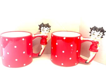 Vintage Rare PAIR Jumbo Betty Boop Mugs