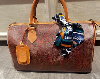 ヴィンテージ 1994 ETRO ペイズリー柄 ボストンバッグ イタリア製 装飾スカーフ付き ハンドバッグ 財布