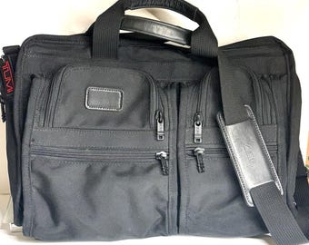 Vintage TUMI Black Ballistic Expandable Nylon/ Leather Laptop/Briefcase Bag