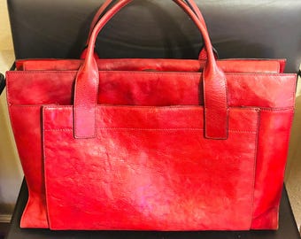 Vintage Wilsons Italian Leather Briefcase: Large Red Pelle Studio Bag
