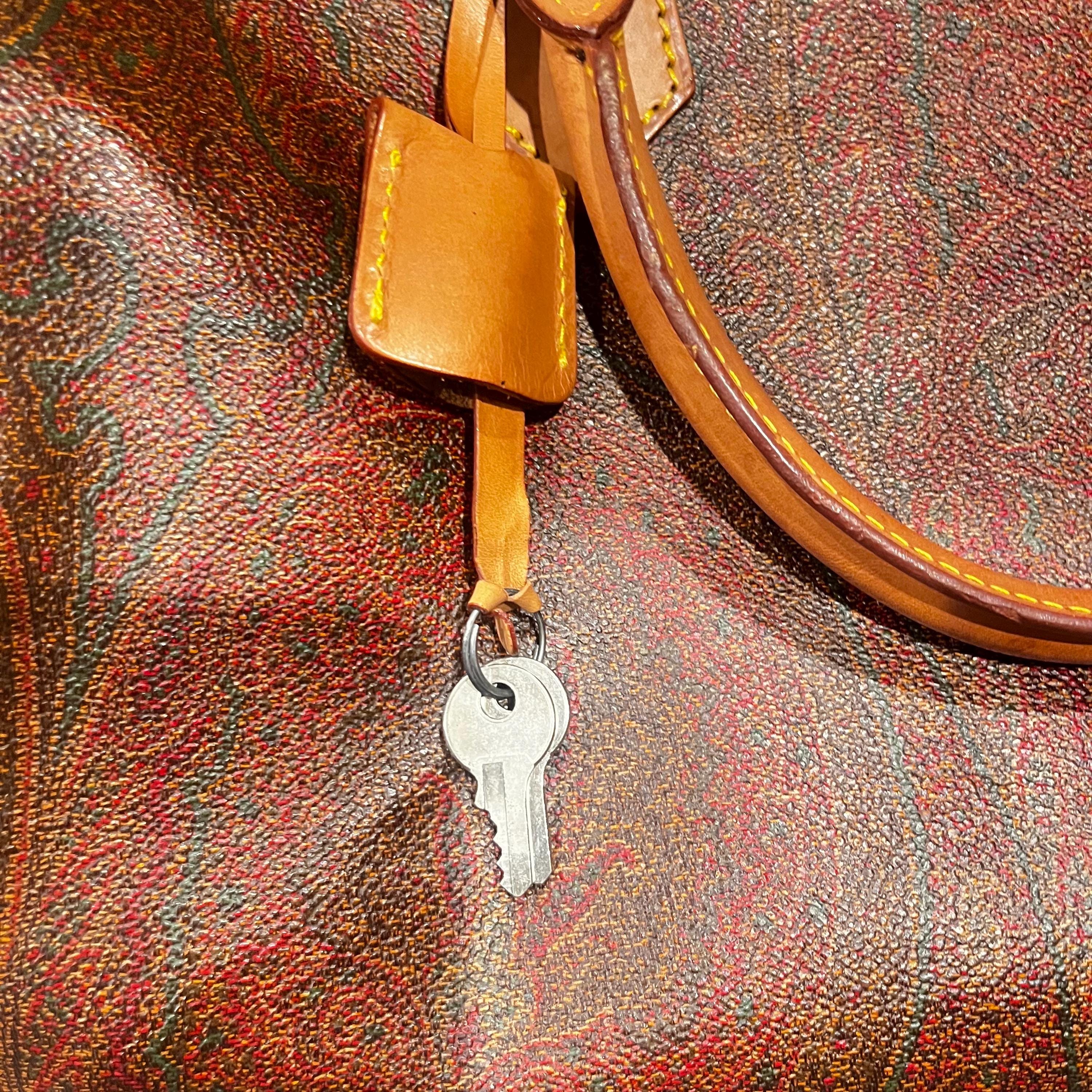 Vintage 1994 ETRO Paisley Print Boston Bag Italy With Decorative