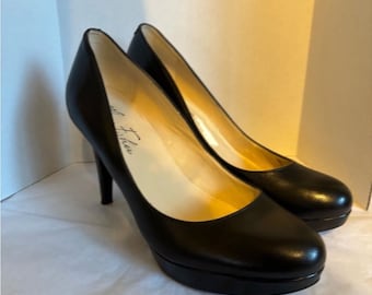 Marc Fisher, Sydney- Classic Leather Platform Black Heels Pumps Shoes Size 8.5M