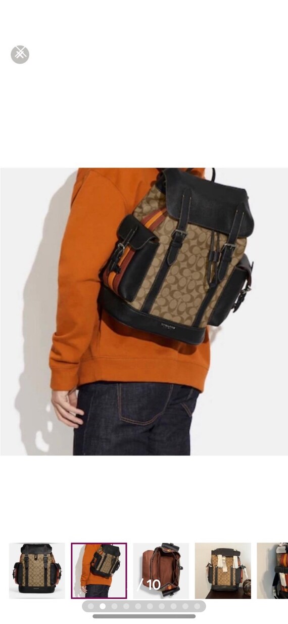 Men s UNISEX COACH NWT Hudson Backpack in Signature Canvas With Varsity Stripe Etsy