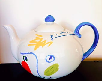 Vintage Picasso Living Teapot - "The Washerwoman 1962" Abstract Face Ceramics