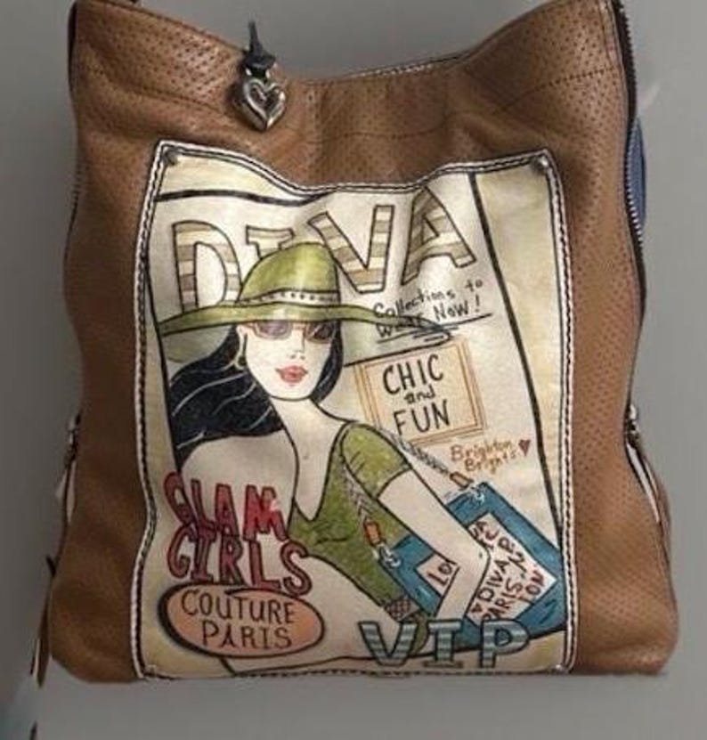 Vintage BRIGHTON- Rare - MORE Celebrity News Magazine Themed Fashionista Shoulder Handbag image 3