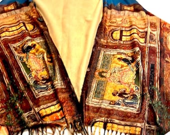 Woman's Old Venice Soft Canvas Modal Shawl Cape 2 Button Front Closure Scarf