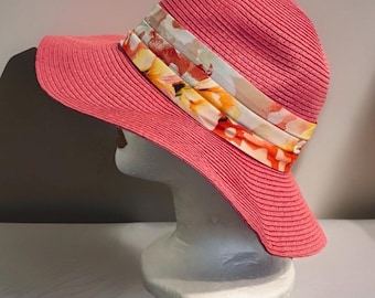 Genie by Eugenia Kim Straw Hat Pink OS Vacation Travel Summer Beach Fun