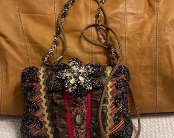 Vintage Mary Francis embellished beaded tapestry purse Bag