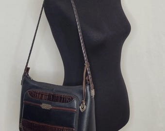 Vintage Brighton Pebbled Leather With Organizer Shoulder Handbag Purse Pristine