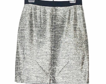 Kate Spade New York Short Skirt Black Silver Metallic SZ 6 Holiday Party