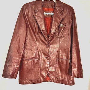Women's Etienne Aigner Vintage 70s Oxblood Leather Jacket Size 8 Lined Rare Color