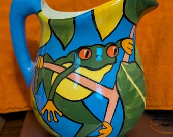 Vintage Hand painted Costa Rica pottery Tropical Tree Frog