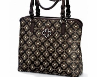 BRIGHTON Coated Canvas RENATA Toledo Brown/Cream Tote Bag Purse