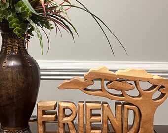 Thai Gifts Wooden Word Art Carving - Friend