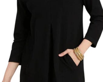 Tyler Boe Kim Cotton Cashmere Dress Size Small Knee Length Black Pleat Pockets